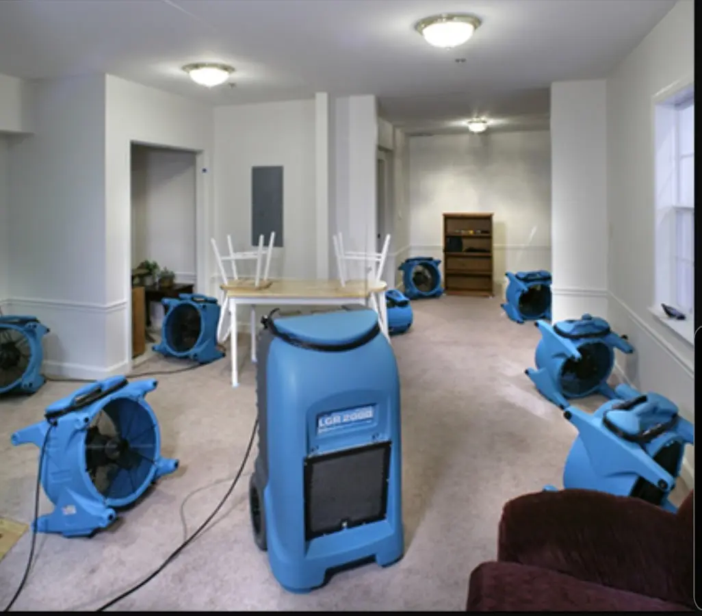 Air movers and dehumidifier setup for Water Damage Restoration in French Valley